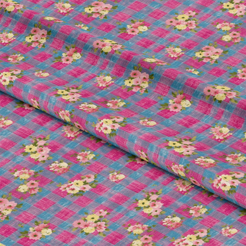 Country Girl Plaid Pattern 8 Quilting Cotton Fabric