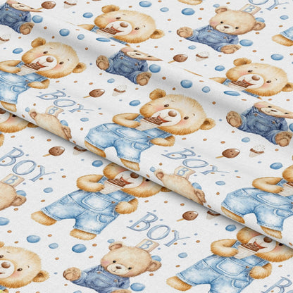 Blue Teddy Bear Baby Boy Pattern 9 Quilting Cotton Fabric