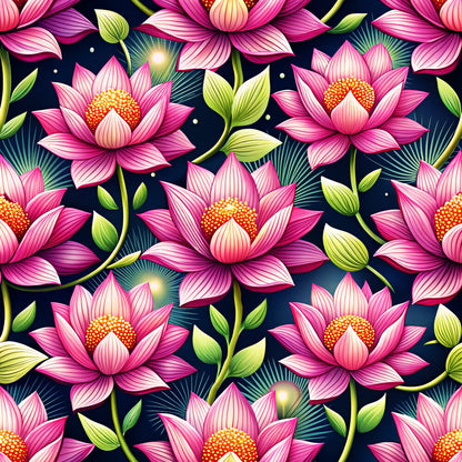 Lotus Flower Watercolor Fat Quarter Bundle