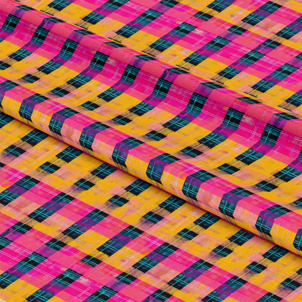 Neon Gingham Pattern 5 Quilting Cotton Fabric