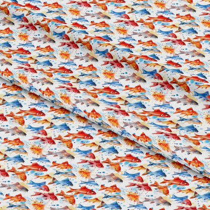 Watercolor Fish Pattern 18 Quilting Cotton Fabric