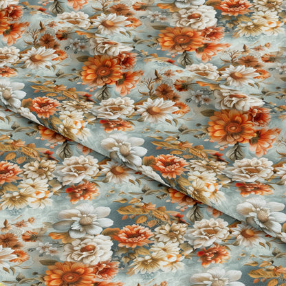 Realistic Flower Patch Pattern 14 Quilting Cotton Fabric