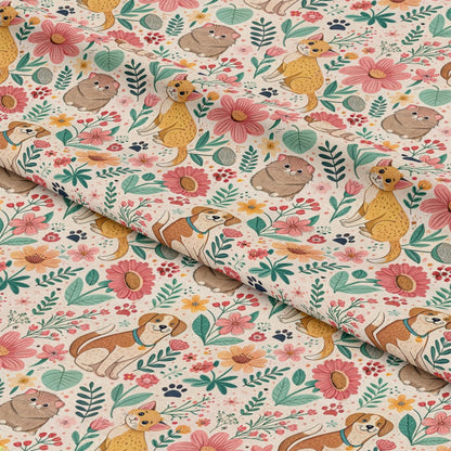 Heart and Paw Prints Pattern 6 Quilting Cotton Fabric