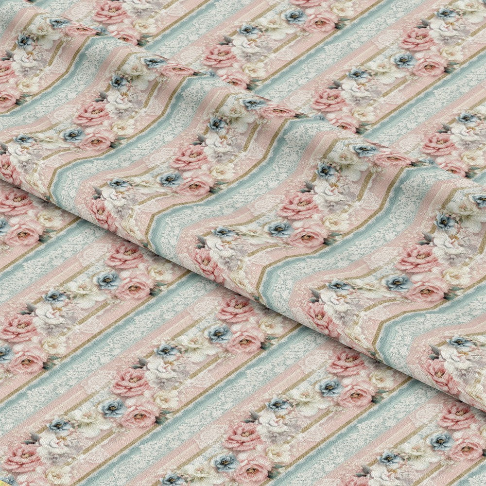 Floral Stripes Pattern 2 Quilting Cotton Fabric
