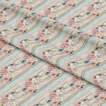 Floral Stripes Pattern 2 Quilting Cotton Fabric