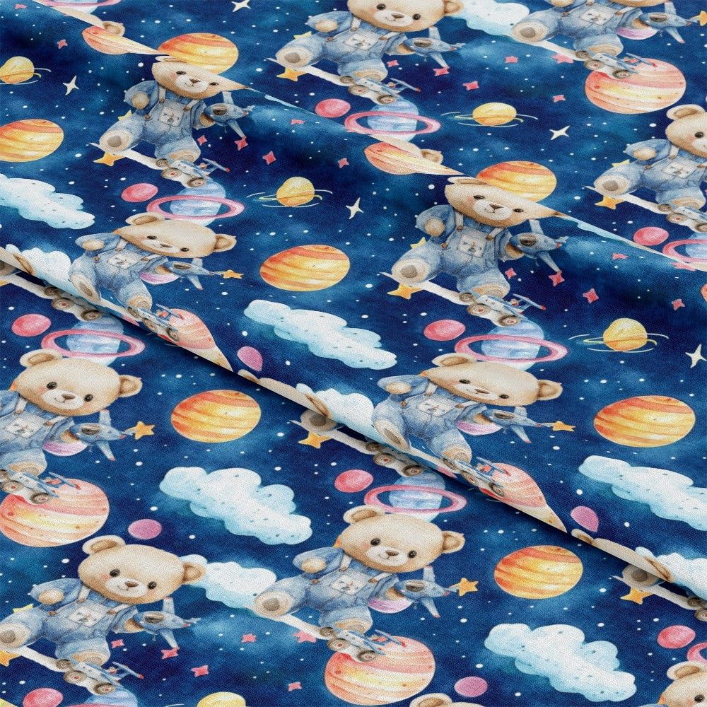 Blue Teddy Bear Baby Boy Pattern 3 Quilting Cotton Fabric