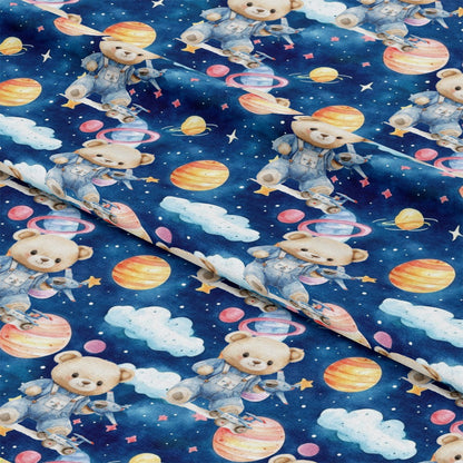 Blue Teddy Bear Baby Boy Pattern 3 Quilting Cotton Fabric