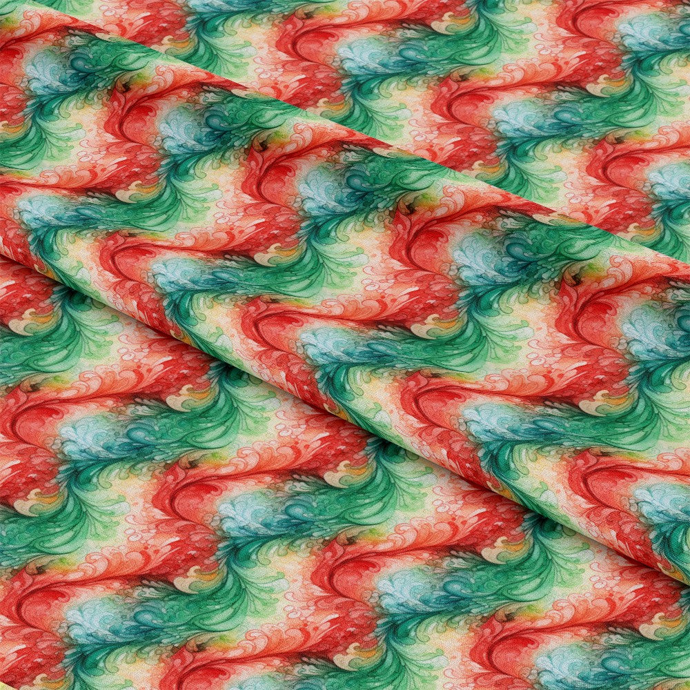 Watercolor Christmas Swirls Pattern 5 Quilting Cotton Fabric