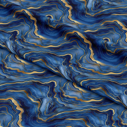 Royal Blue and Gold Agate Pattern 11 Quilting Cotton Fabric