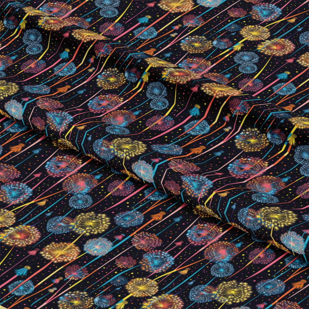 Midnight Dandelions Pattern 1 Quilting Cotton Fabric