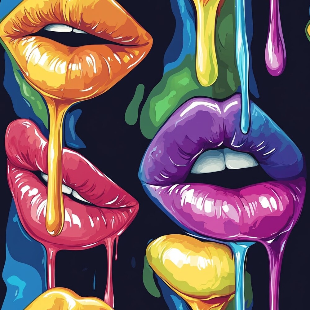 Rainbow Dripping Lips Art Fat Quarter Bundle