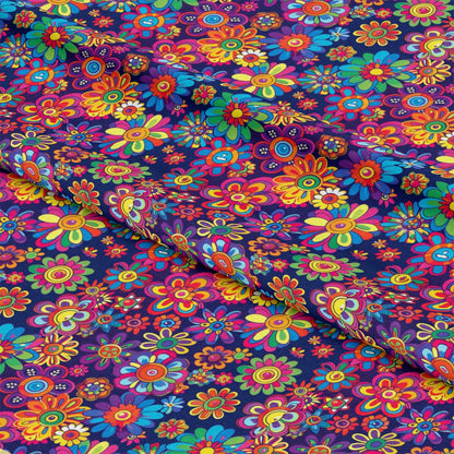 Rainbow Hippie Flowers Pattern 6 Quilting Cotton Fabric