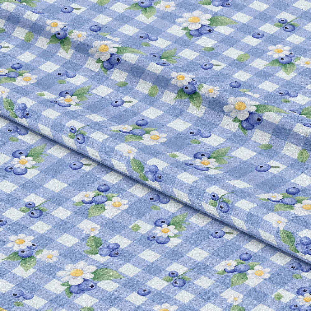 Berries with Flowers Gingham Pattern 12 Quilting Cotton Fabric