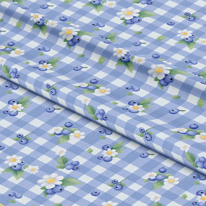 Berries with Flowers Gingham Pattern 12 Quilting Cotton Fabric