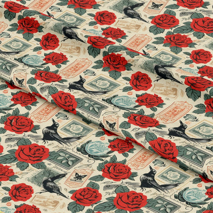 Vintage Love Stamps Pattern 5 Quilting Cotton Fabric