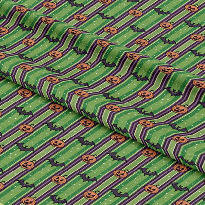 Halloween Gingham and Stripes Pattern 6 Quilting Cotton Fabric