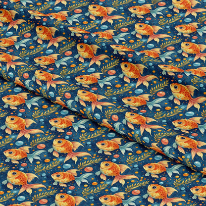 Goldfish Underwater Pattern 1 Quilting Cotton Fabric