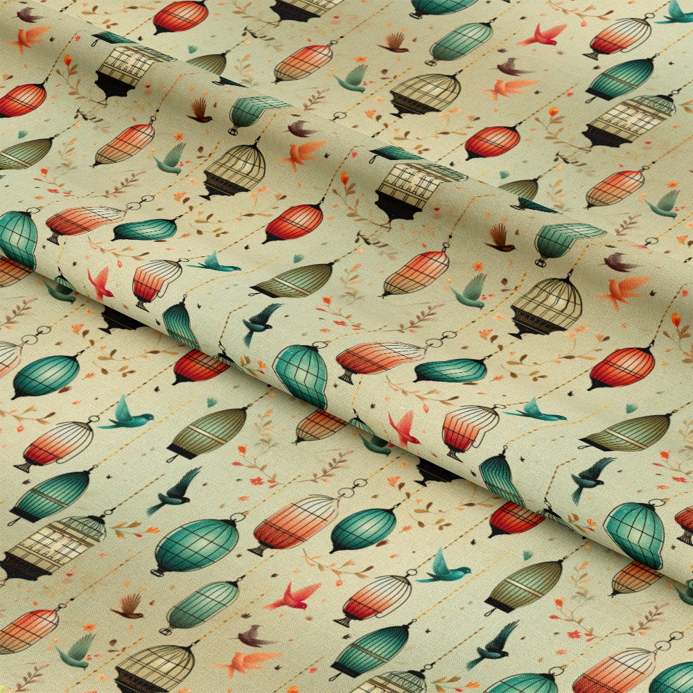 Vintage Birdcages Pattern 4 Quilting Cotton Fabric