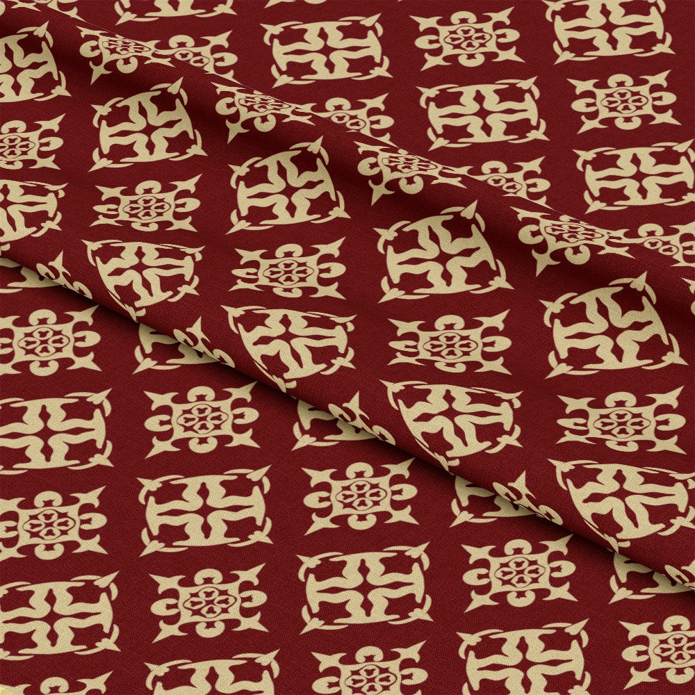Burgundy Abstract Pattern 18 Quilting Cotton Fabric