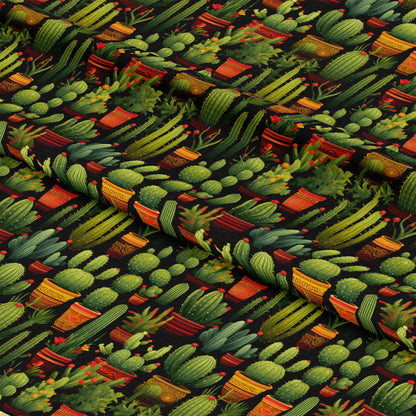 Retro Cactus Pattern 6 Quilting Cotton Fabric