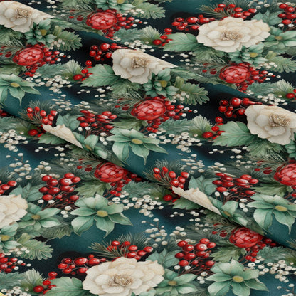 Christmas Florals Pattern 2 Quilting Cotton Fabric