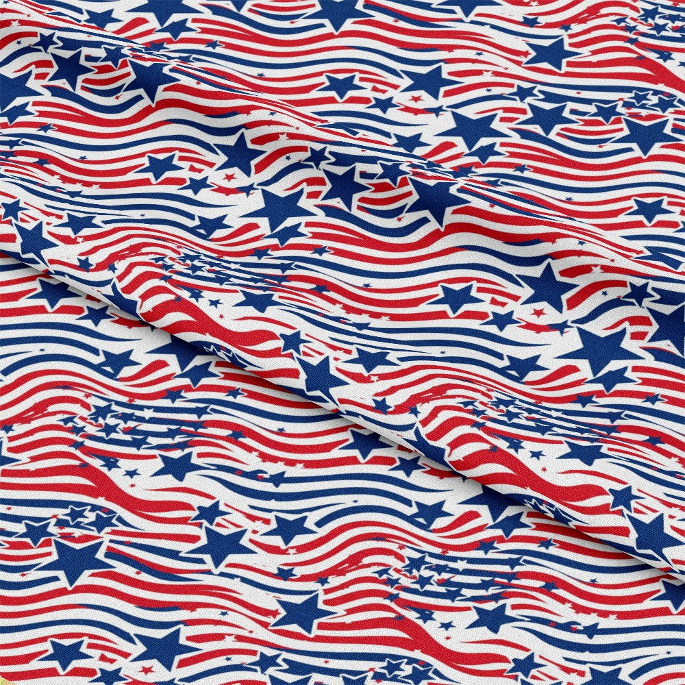 Patriotic Swirls and Stars Pattern 1 Quilting Cotton Fabric