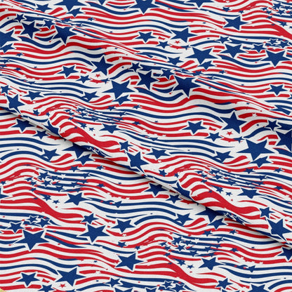 Patriotic Swirls and Stars Pattern 1 Quilting Cotton Fabric