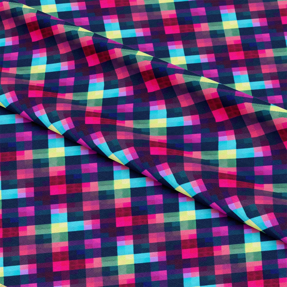 Neon Gingham Pattern 12 Quilting Cotton Fabric