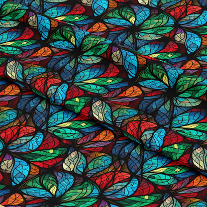 Stained Glass Christmas Pattern 15 Quilting Cotton Fabric
