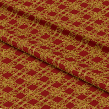 Red Gold Christmas Pattern 3 Quilting Cotton Fabric