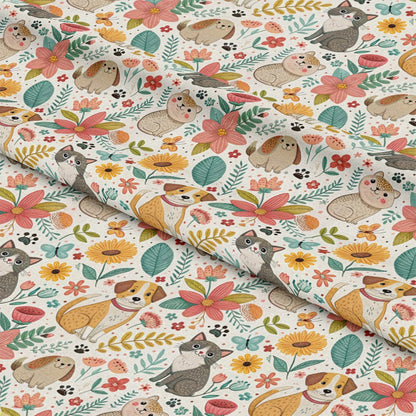 Heart and Paw Prints Pattern 2 Quilting Cotton Fabric