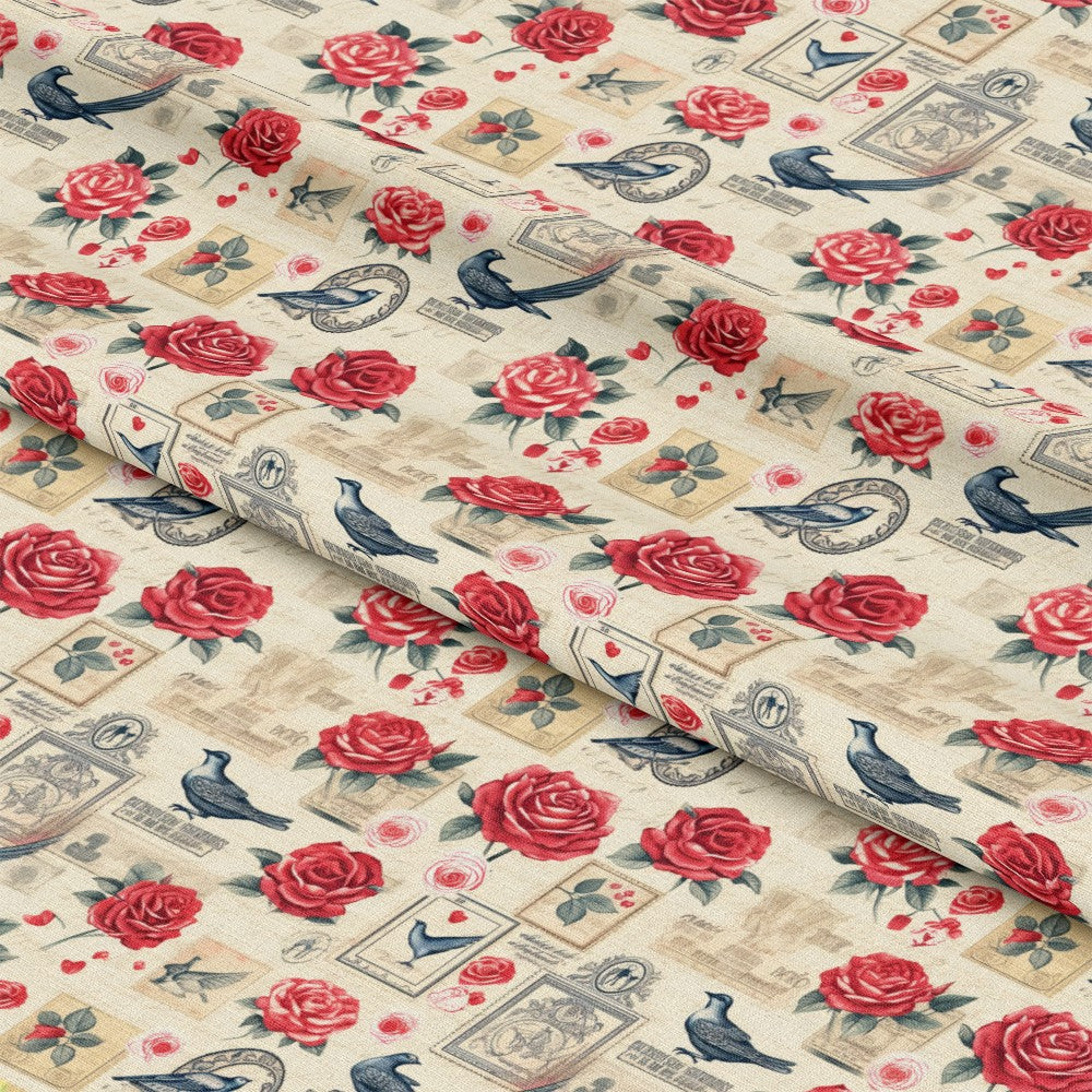 Vintage Love Stamps Pattern 9 Quilting Cotton Fabric