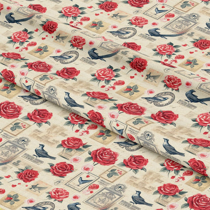 Vintage Love Stamps Pattern 9 Quilting Cotton Fabric