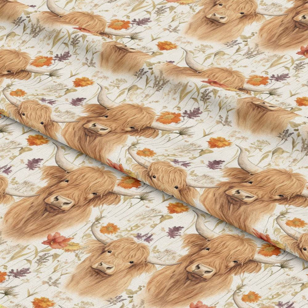 Highland Cows on the Farm Pattern 6 Quilting Cotton Fabric