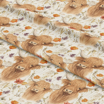 Highland Cows on the Farm Pattern 6 Quilting Cotton Fabric