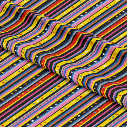 Colorful Stripes and Dots Pattern 8 Quilting Cotton Fabric