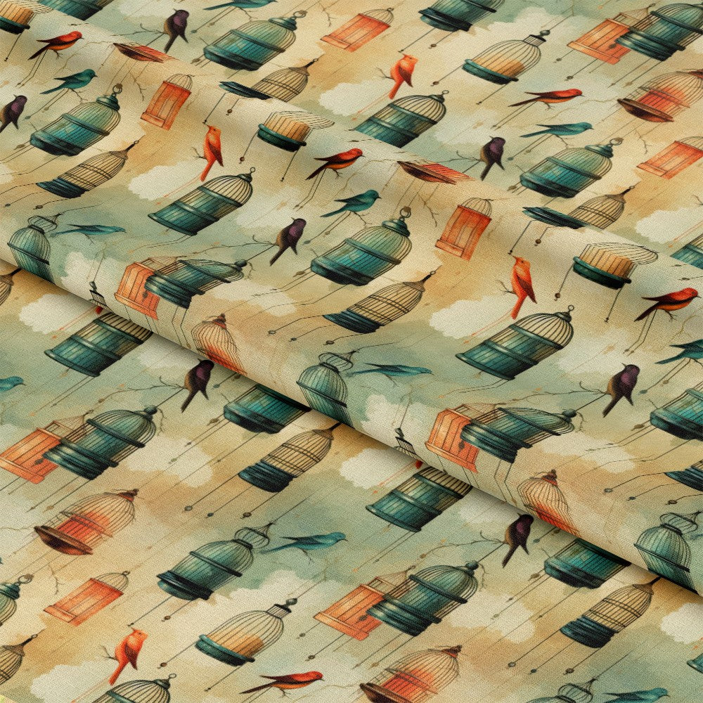 Vintage Birdcages Pattern 8 Quilting Cotton Fabric