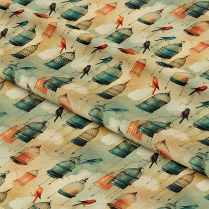 Vintage Birdcages Pattern 8 Quilting Cotton Fabric