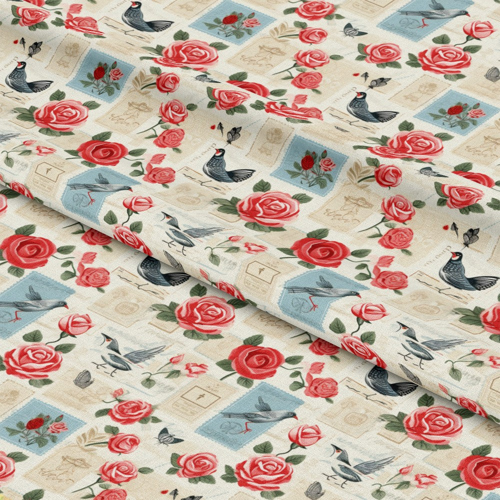 Vintage Love Stamps Pattern 12 Quilting Cotton Fabric