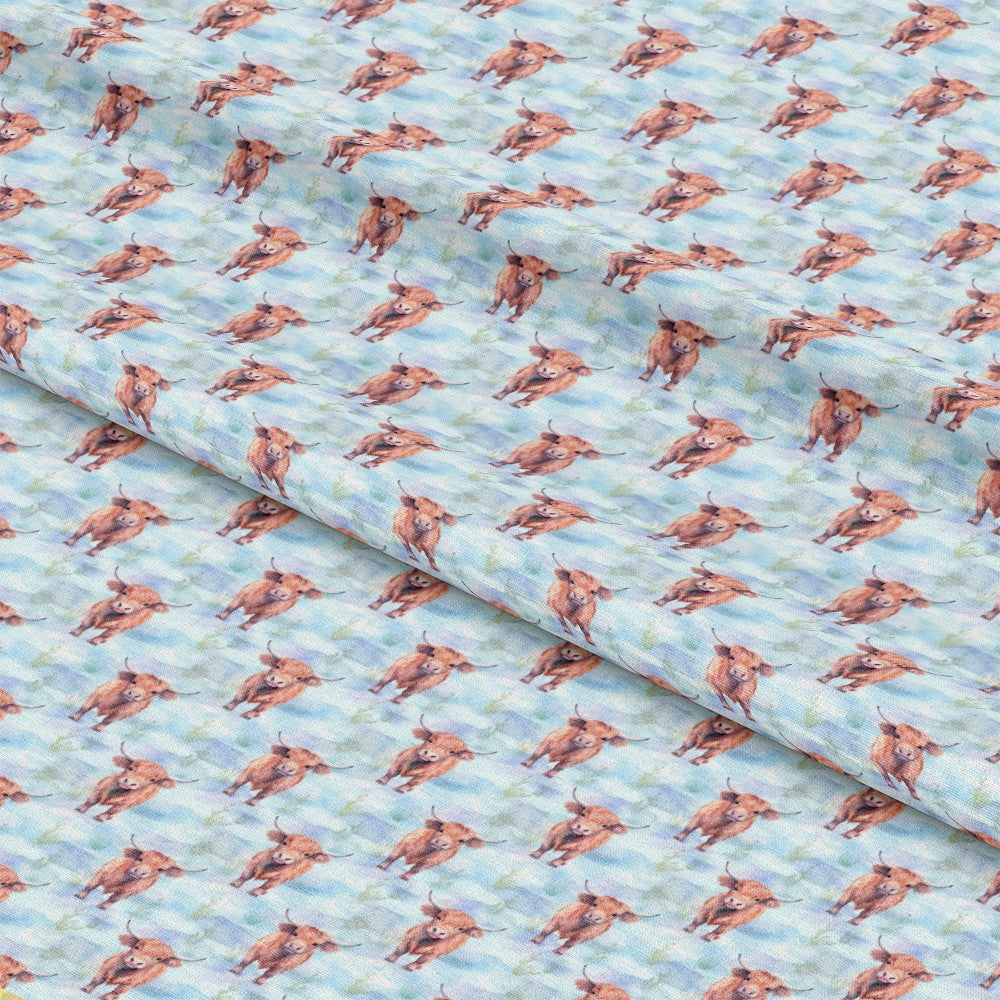 Funky Highland Cows Pattern 3 Quilting Cotton Fabric