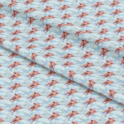 Funky Highland Cows Pattern 3 Quilting Cotton Fabric