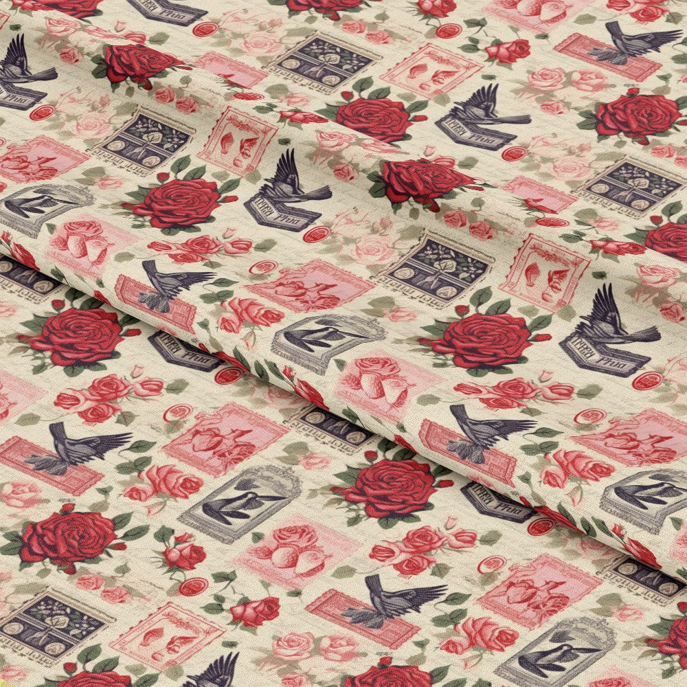 Vintage Love Stamps Pattern 14 Quilting Cotton Fabric