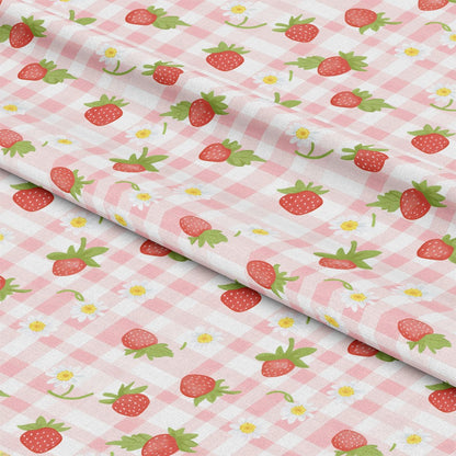 Berries with Flowers Gingham Pattern 15 Quilting Cotton Fabric