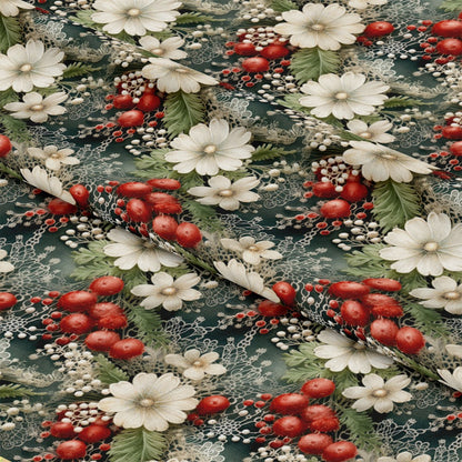 Christmas Florals Pattern 12 Quilting Cotton Fabric