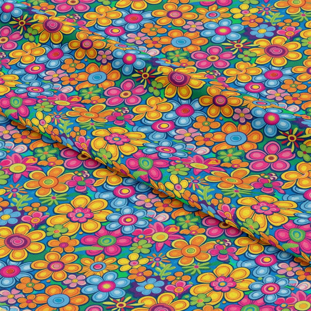 Rainbow Hippie Flowers Pattern 2 Quilting Cotton Fabric