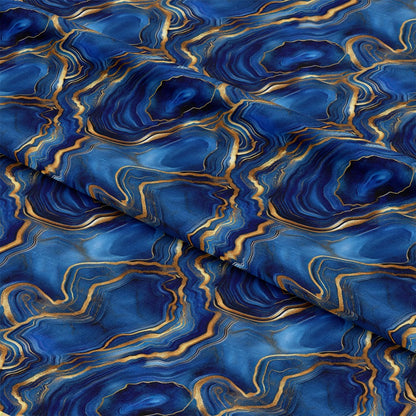 Royal Blue and Gold Agate Pattern 5 Quilting Cotton Fabric