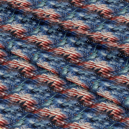 Patriotic Grunge Pattern 1 Quilting Cotton Fabric