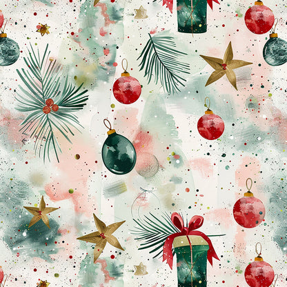 Festive Watercolor Christmas Fat Quarter Bundle