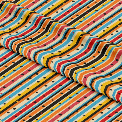 Colorful Stripes and Dots Pattern 5 Quilting Cotton Fabric