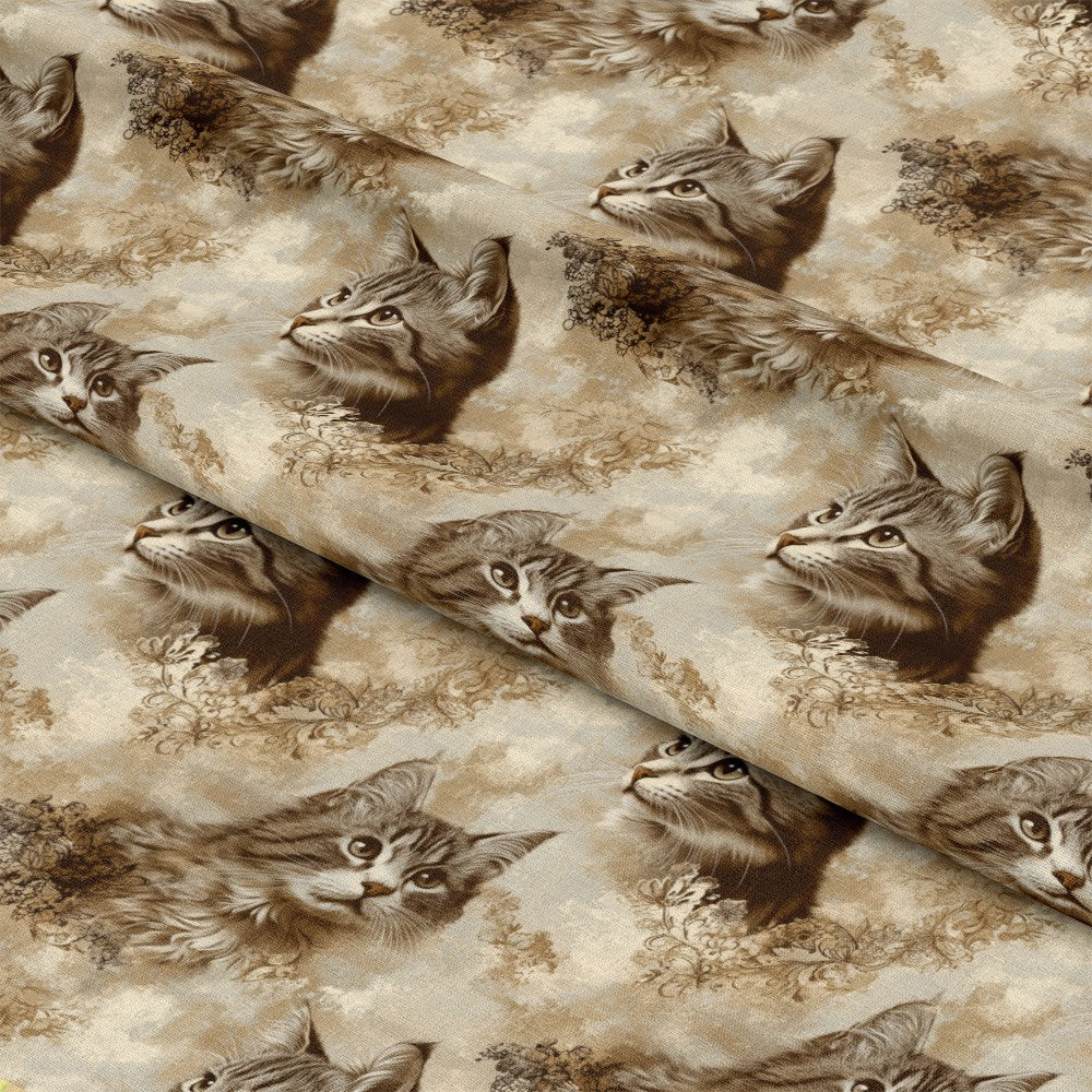 Vintage Cats With Lace Pattern 6 Quilting Cotton Fabric